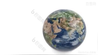 地球的火星。火星和地球的三维模型。地球自转在白色背景上